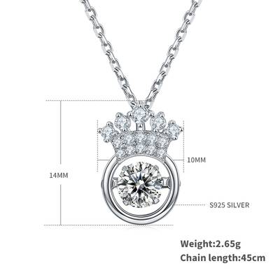 Dancing Crown 0.5ct D Color Moissanite Necklace in S925 Silver Platinum Plated
